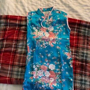 traditional blue chinese girls dress